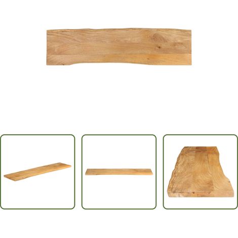 vidaXL Tablero de mesa borde natural madera maciza mango 160x40x3,8 cm (1/5)