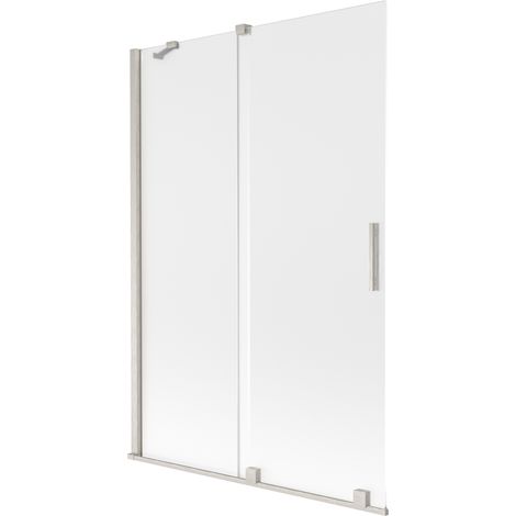 Paroi de baignoire double coulissante Mexen Velar 120 x 150 cm, givré, nickel brossé - 896-120-000-31-97 (1/2)