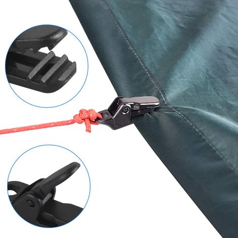 100 Clips de Fixation pour Bâche, Pinces Plastique pour Toile d'Ombrage, Tente, Auvent et Filet, Clips Coupe-Vent sans Perçage, Noir (1/4)