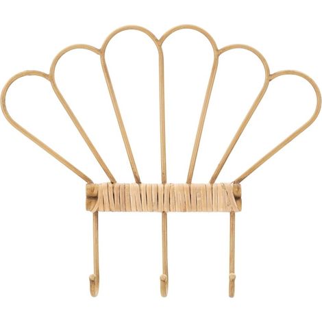 Wandgarderobe aus Metall und Rattan mit 3 Haken Panama (1/5)