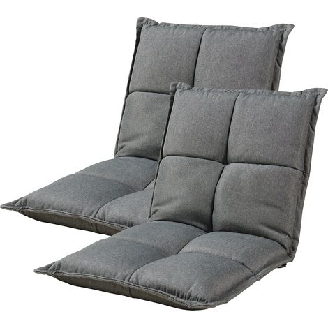 Set di 2 sedie da terra con schienale regolabile grigio scuro 030009655