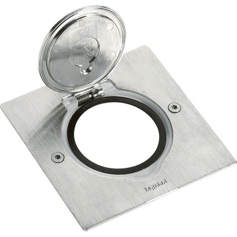 Legrand – Prise de courant sol carrée inox brossé – Mode de pose encastré – Indice de protection IP44 – 2 pôles – 16A