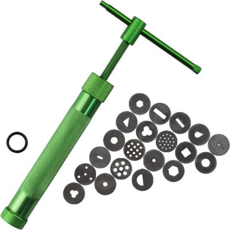 Ensemble d'outils de moule rotatif en alliage, pistolet à argile, extrudeuse avec 20 disques uniques, sculpture de gâteau, ensemble d'outils de décoration (1/5)