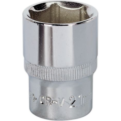 Sealey SP1221 Premier Fully Polished Socket 1/2""Sq Drive 21mm