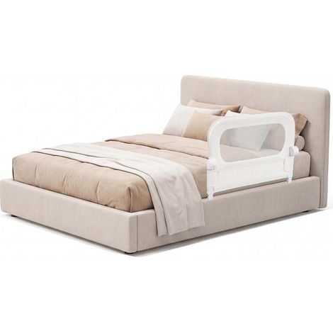 Pour enfant accès facile : barrière de lit rabattable réglable sur 3 hauteurs 80 cm base en U Blanc (1/5)
