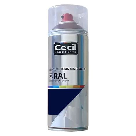 Peinture Aérosol Tous matériaux Cécil Professionnel PA RAL - Bleu saphir satin (RAL 5003) 0,4 L (1/2)