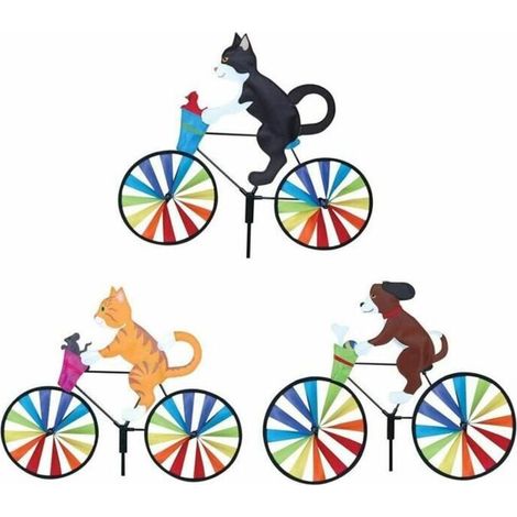 3 pièces mignon 3D Animal moulin à vent jouets sur vélo moulin à vent pour enfants jardin décoration cadeau Camping décorationExtérieur