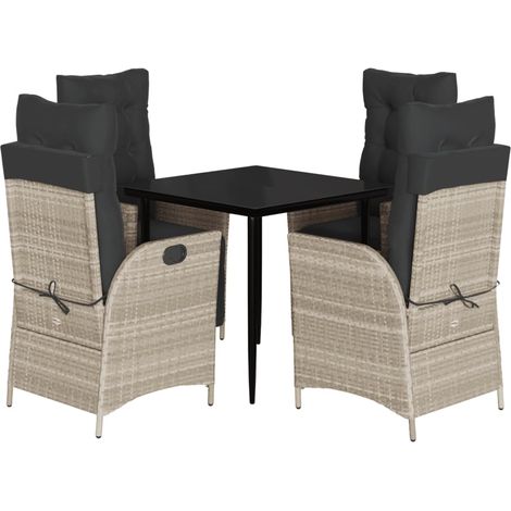 Maison Exclusive - Set comedor de jardín 5 pzas cojines ratán sin (1/5)