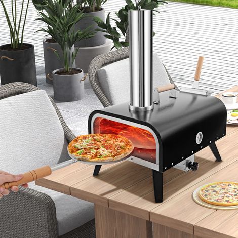 Four à Pizza Extérieur Portable en Acier Inoxydable avec Pierre à Pizza de 30 cm Poêle à Pizza à Granulés de Bois à 3 Couches CW1443 Maison Chic (1/3)