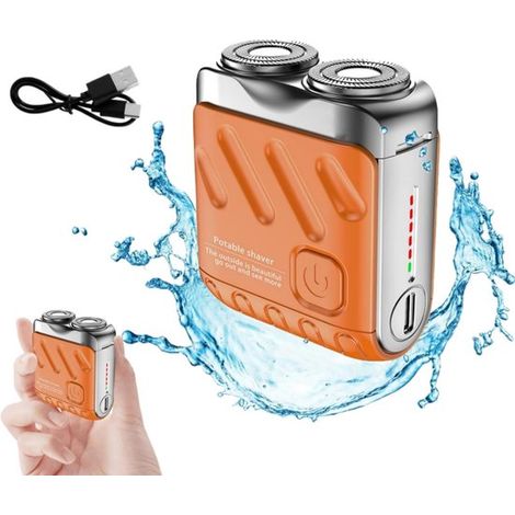 Mini ciseaux de voyage - Orange - Rechargeable via USB - Commande à un bouton - Longue durée de batterie pour en déplacement et à la maison - 1 pièce (1/5)