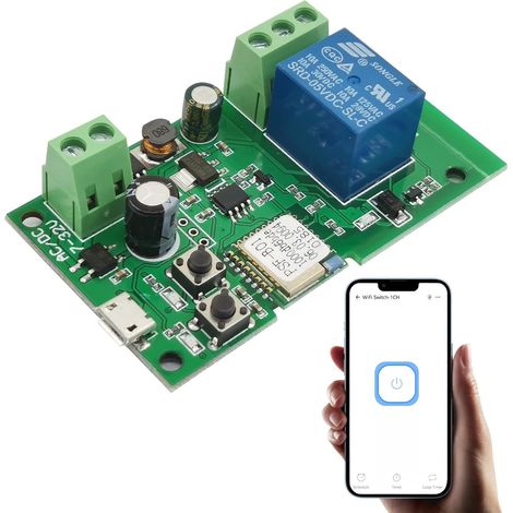 Module de commutation intelligent à relais momentané/à verrouillage WIFI pour contrôle d'accès, contrôle de porte de garage bricolage (1/5)