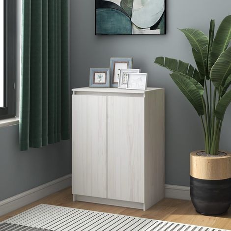 vidaXL Credenza Bianca 60x36x84 cm in Legno Massello di Pino (1/5)