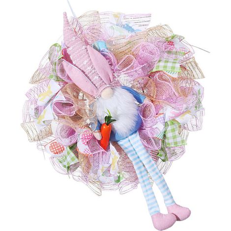 Couronne de pâques décorative pour porte, guirlande-lapin rose