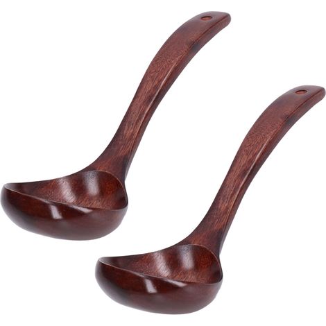 2-teiliges Holzlöffelset, Schöpfkelle mit langem Stiel für Porridge, Kaffee und Desserts, 9 cm breit, natürliches Küchenset (1/5)
