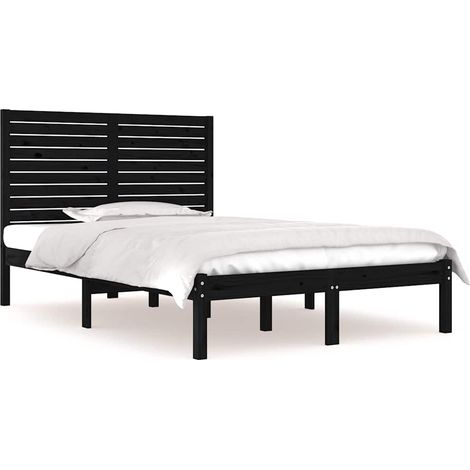 Maison Exclusive - Massivholzbett Schwarz 135x190 cm (1/5)