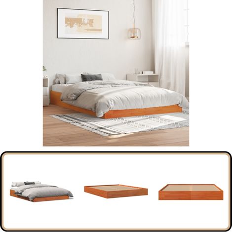 Massivholzbett ohne Matratze Wachsbraun 160x200 Kiefernholz - Holzbett - Kiefernholzbett - Doppelbett - Bettrahmen - Lattenrost