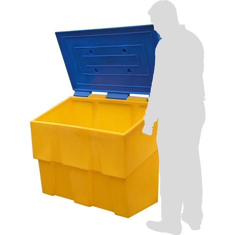 Fimm - Bac à sel, sable et absorbant 500 L en PEHD jaune à couvercle bleu