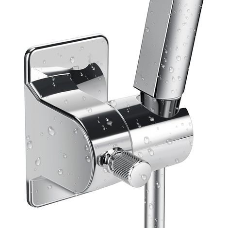Duschkopfhalter, mit Saugnapf Duschkopfhalterung 360° Drehbar, für Zwei Befestigungsarten, Ohne Bohren, für Badewanne und Dusche (Silber)
