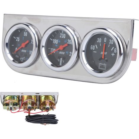 Manomètre triple 3 en 1 de 2 pouces pour véhicule à essence 12 V : pression d'huile, température d'eau et ampèremètre. (1/5)