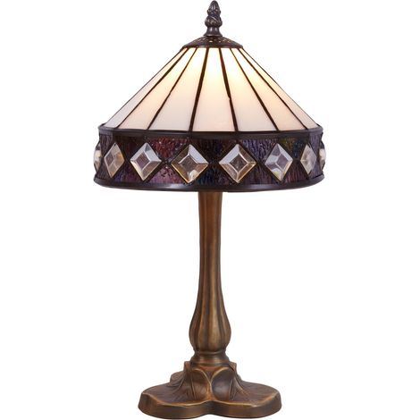Lampe de table Tiffany base trèfle série Ilumina D-20cm