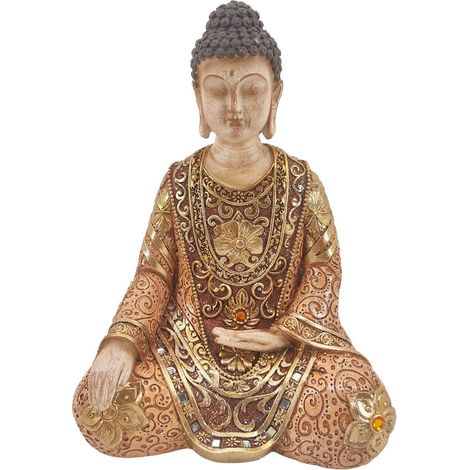 Figurine de Bouddha en méditation résine dorée 23 cm (1/2)