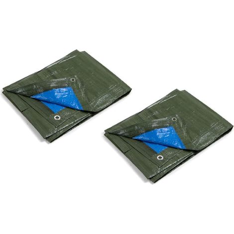Lot de 2 Toiles à œillets Bicolore Dimensions 2 x 3 m Grammage 90 g/m² (1/5)
