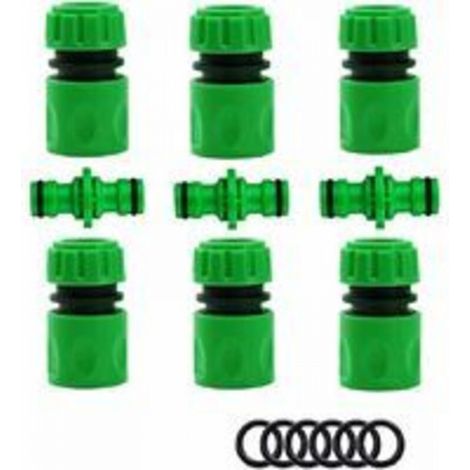 Raccord Tuyau d'Arrosage,Connecteur Arrosage Accessoires de Tuyau (6 Raccord de Tuyau Rapide, 3 Raccord Mâle Double), Kit de Connexion Rapide et Facile. (1/5)