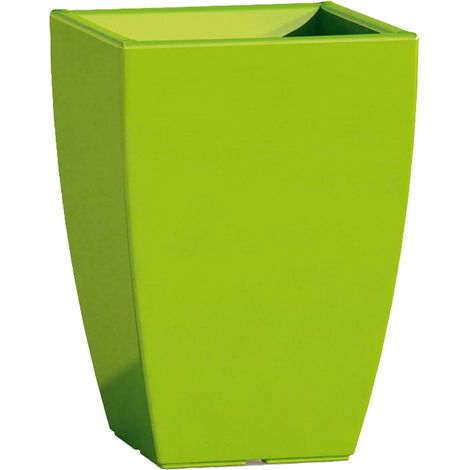 Quadratische Vase Cromia Prisma mit Dekoration aus Harz 'Made in Italy' 33 x 33 x 50 cm -Grün (1/5)