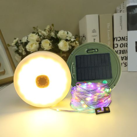 Guirlande LED Solaire Rétractable 10m,RGB, USB, Étanche Portable, Déco Camping/Jardin/Fête (1/5)