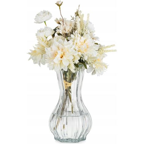 Vaso da fiori in vetro trasparente, alto 26 cm, decorativo (1/5)