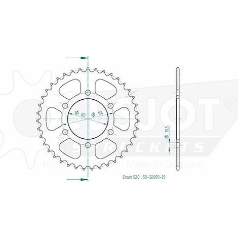 Couronne Acier - 520 - 39 Dents - Made in Germany