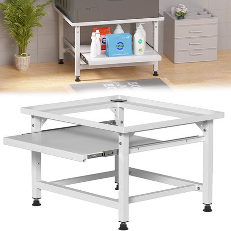 Randaco Base per lavatrice con scaffale Supporti per lavatrice Bianco 63x54x42cm (1/5)