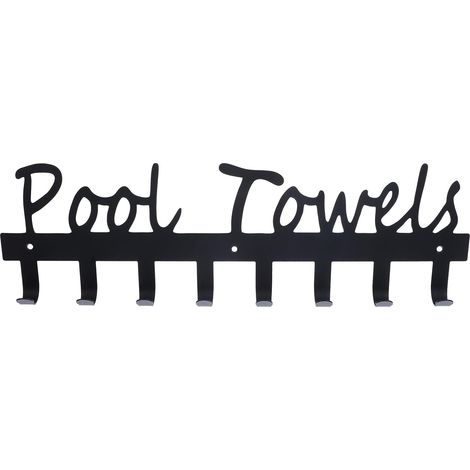 Porte-manteau mural robuste en fer noir avec étagère et crochets pour vêtements, serviettes, (1/5)