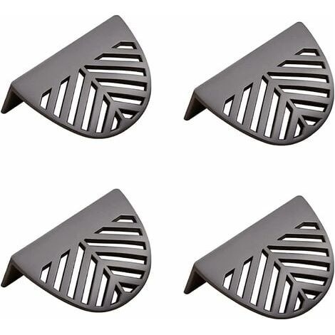 Juego de 4 tiradores para muebles en forma de hoja de latón dorado para armarios de cocina, latón, negro (1/4)