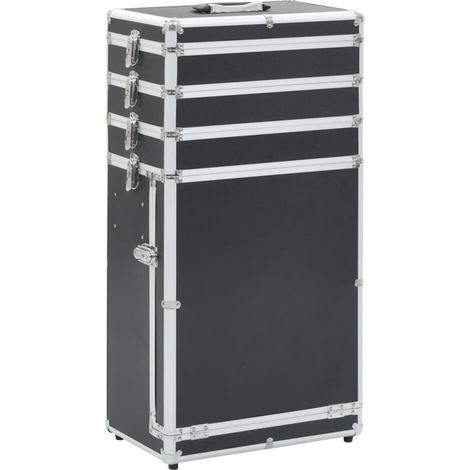 Valigia Trolley per Cosmetici in Alluminio Nero vidaXL (1/5)