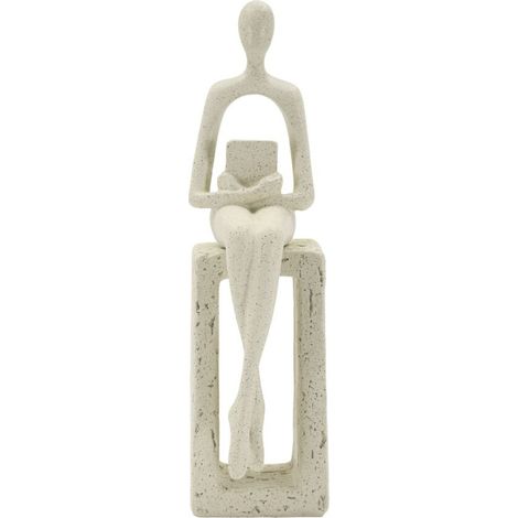 Statuetta single Stons in resina color crema