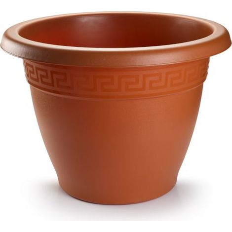 PLASTICFORTE maceta redonda 72x72x52cm marron 11986 , Maceta redonda 73 x 73 x 50 cm. 11986Fabricada en plástico de alta calidadIncluye cenefa de decoraciónColor marrón