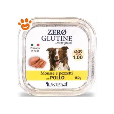Unipro Dog Adult Zero Glutine Pollo - Vaschetta 150 Gr -
