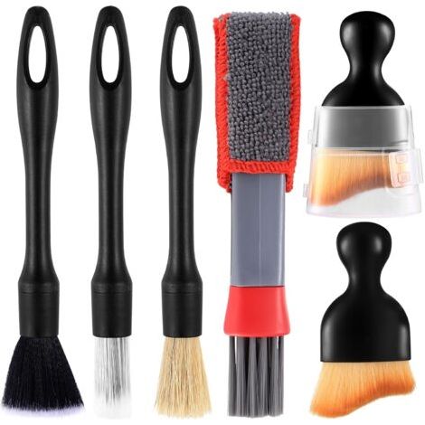 BUNTHAUS 6 Pcs Kit Pinceau Detailing Auto, Brosse Nettoyage Voiture Interieur, Pinceau Nettoyage Voiture, Pinceaux Nettoyage Voiture, Détail Brosse de Nettoyage pour Jantes Sièges Tableau de Bord (1/5)