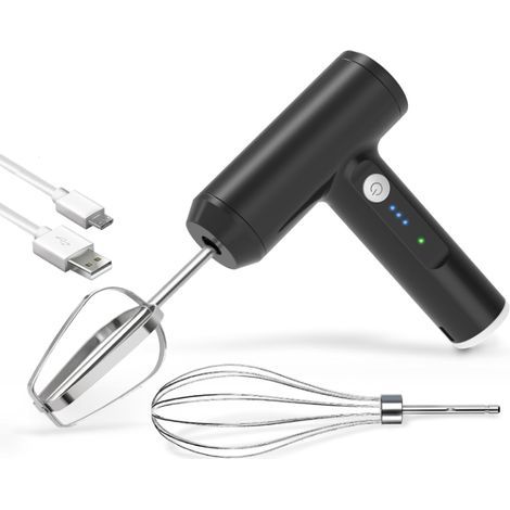 Batteur à main – Batteur à œufs électrique sans fil, batteur électrique portable à main avec 3 réglages de vitesse, fabriqué en acier inoxydable 304. (1/5)