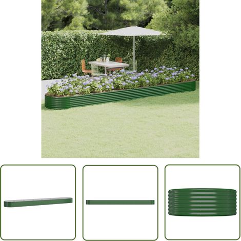 The Living Store -  Lit surélevé de jardin Acier enduit de poudre 544x100x36cm Vert (1/5)