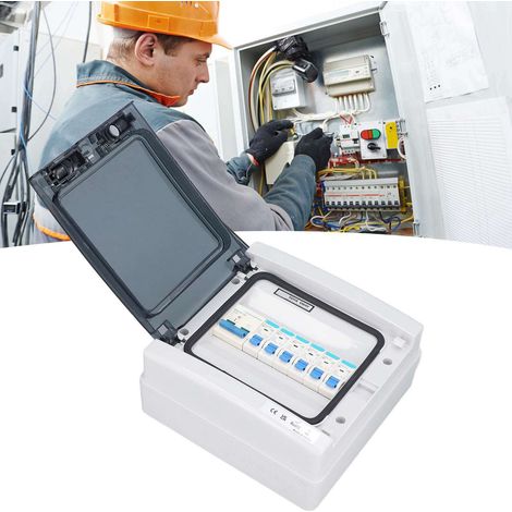 Boîte de distribution étanche 6 voies 230 V de type européen (disjoncteur 6 MCB) + interrupteur principal 100 A (1/5)