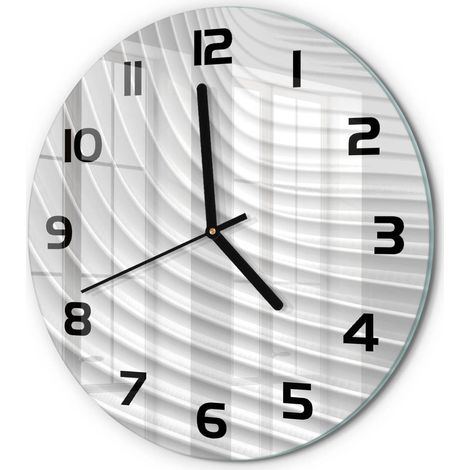 Horloge Murale Ronde Sans Cadre en Verre Trempé Silencieuse et Moderne Lignes d'abstraction fi 30 cm (1/5)