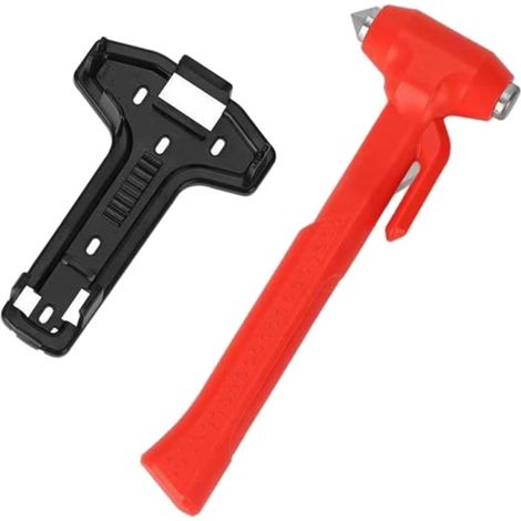 Marteau de voiture, brise-vitre, marteau d'urgence, couteau de ceinture à manche long - Rouge-AquaForge (1/5)