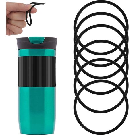6pcs Joints de Couvercle en Caoutchouc Compatibles avec 16 et 20oz Contigo Snapseal Byron Tasse de Voyage, Anti-Fuite Joints de Couvercle de Rechange pour Tasses Contigo (Noir) (1/5)