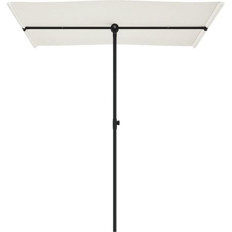 Parasol de jardin blanc sable 180 x 110 cm à mât en aluminium – Protection solaire pour terrasse, balcon et extérieur, ombrage rotatif (1/5)