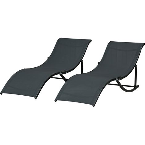 Set mit 2 klappbaren Gartenliegen, Aluminium und Textilene, 61 x 165 x 63 cm