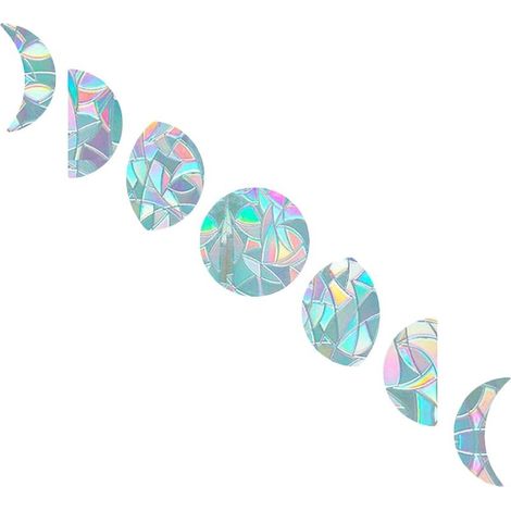 Moon Phase Window Clings, Anti-Collision Static Rainbow Glass Stickers Window Decals Sun Catcher Decorations Non-Adhesive Prismatic Vinyl (7 Pack) (1/5)