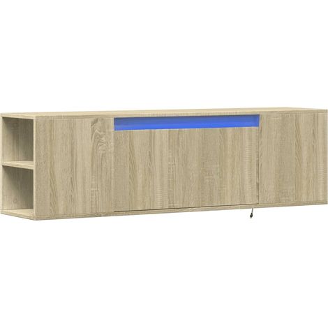 Mobile TV multimediale scaffale per televisione televisione buffet sala da pranzo soggiorno camera da letto a parete con luci a LED rovere Sonoma 135 x 31 x 39,5 cm marrone 020028008