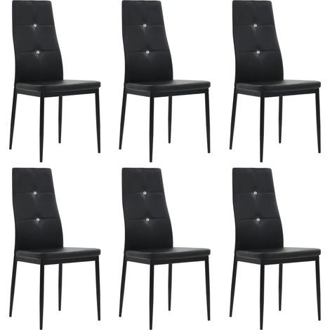 Lot de 6 Chaises de salle à manger - Chaises à dîner Noir Similicuir BV109078 - BonneVie (1/5)